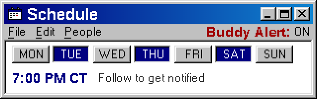 Retro Messenger Schedule panel preview