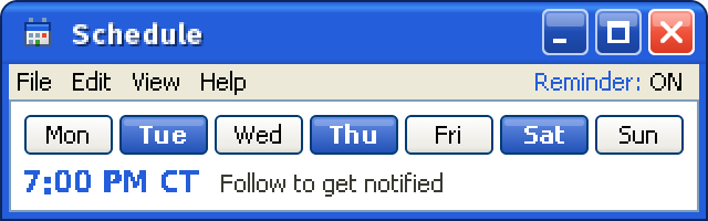 Windows XP Schedule panel preview